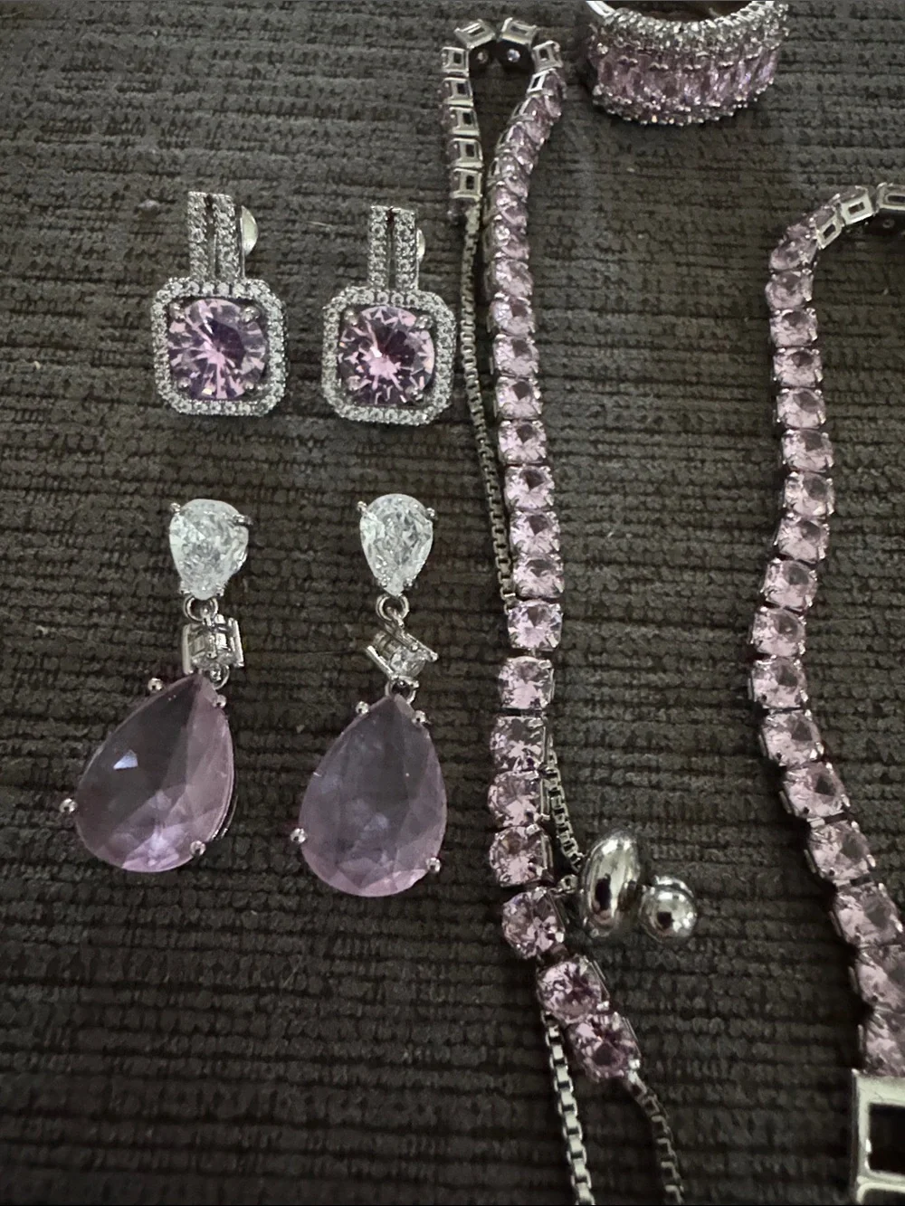 5-Piece Pink Crystal & Silver Jewelry Collection
